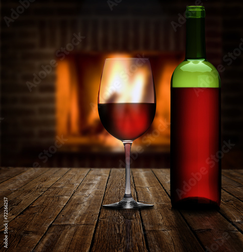 Rotwein am Kaminfeuer