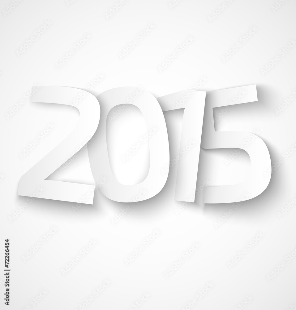 Happy new year 2015 paper text on white background Happy new year 2015 paper text on white background