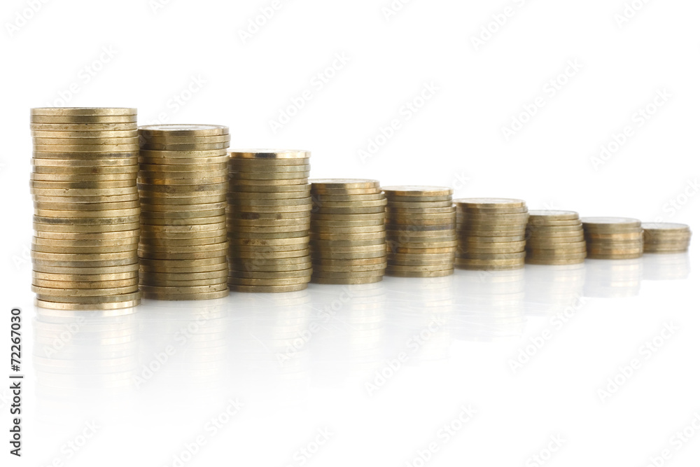 Gold coins isolated on white background Gold coins isolated on white background
