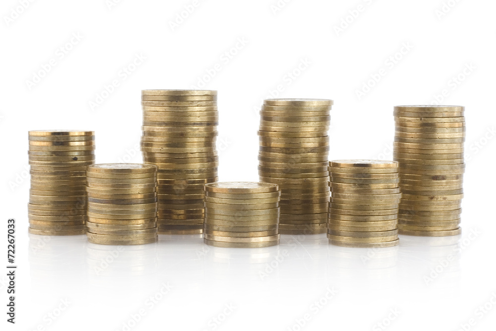 Gold coins isolated on white background Gold coins isolated on white background