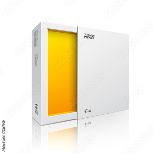 Opened White Modern Software Package Box Orange