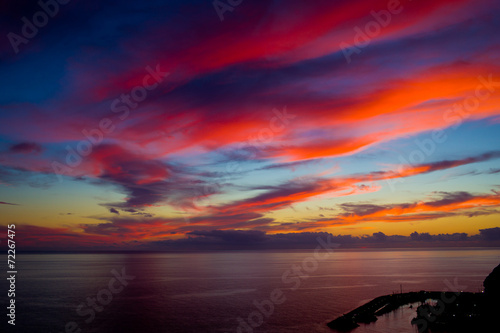 Mystic sunset over the Puerto mogan