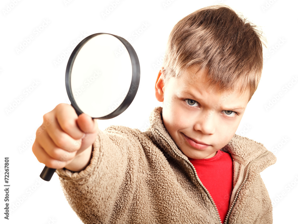 Little boy with magnifier Little boy with magnifier