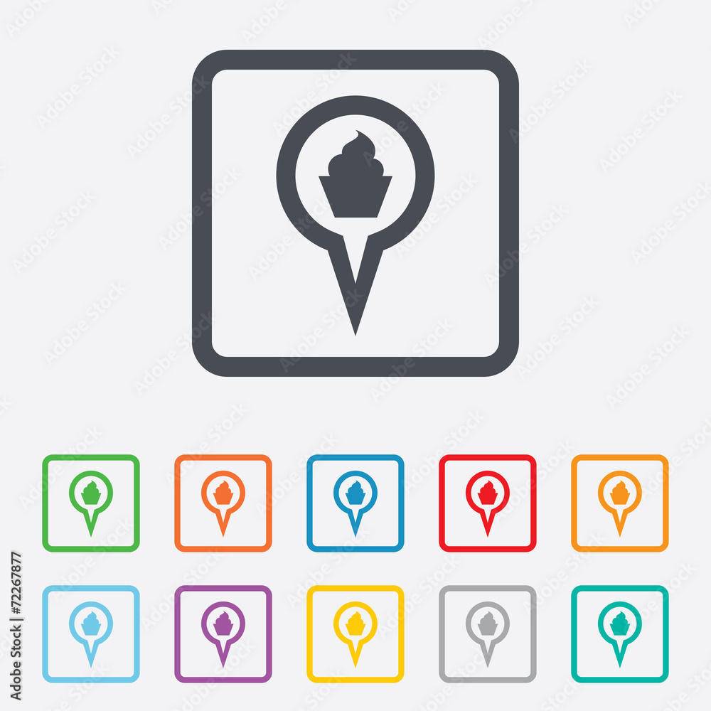 Map pointer food sign icon. Marker symbol. Map pointer food sign icon. Marker symbol.