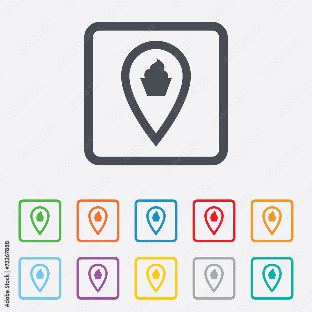 Map pointer food sign icon. Marker symbol. Map pointer food sign icon. Marker symbol.