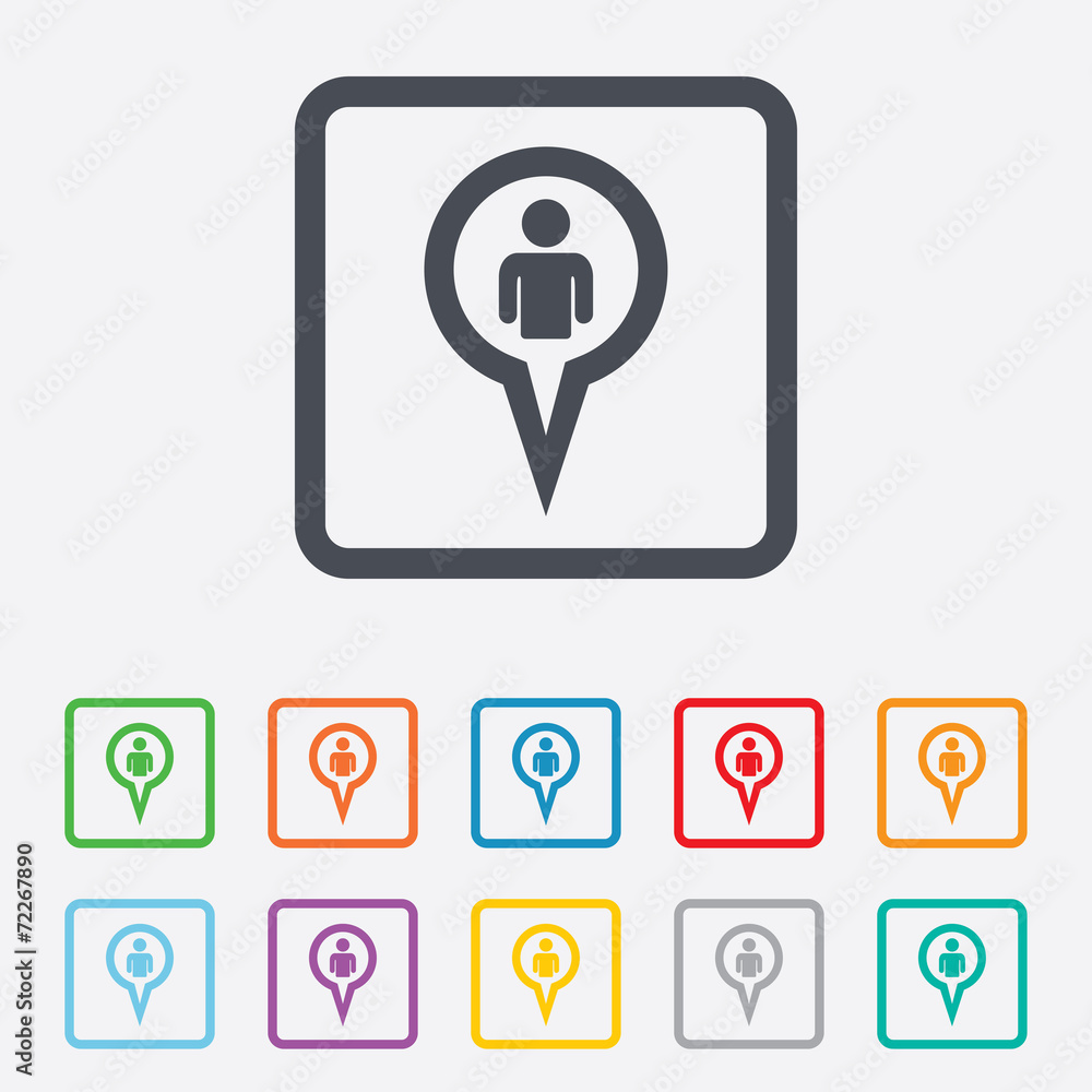 Map pointer user sign icon. Marker symbol. Map pointer user sign icon. Marker symbol.