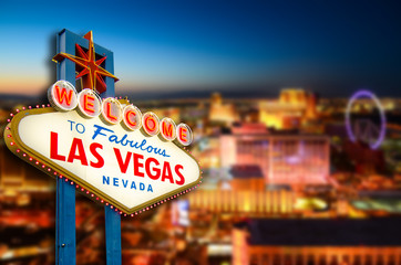 Fototapete Nordamerika Willkommen in der Never Sleep-Stadt Las Vegas  © nuinthesky