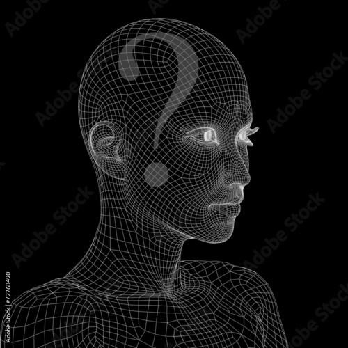 Conceptual witreframe or mesh woman face