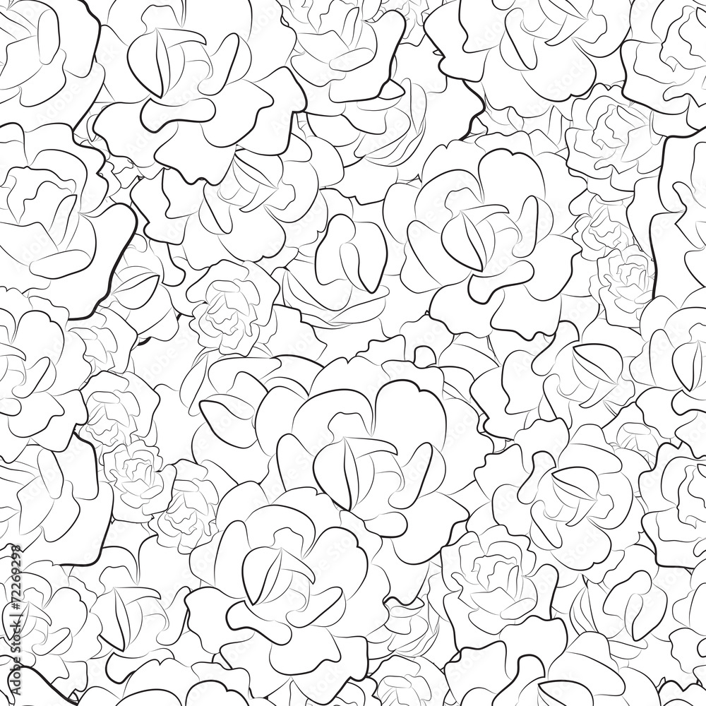 Seamless pattern of black and white roses vector Seamless pattern of black and white roses vector