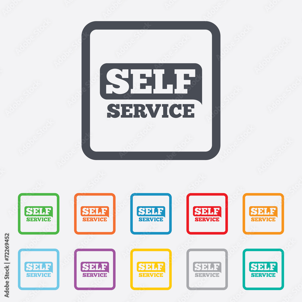 Self service sign icon. Maintenance button. Self service sign icon. Maintenance button.