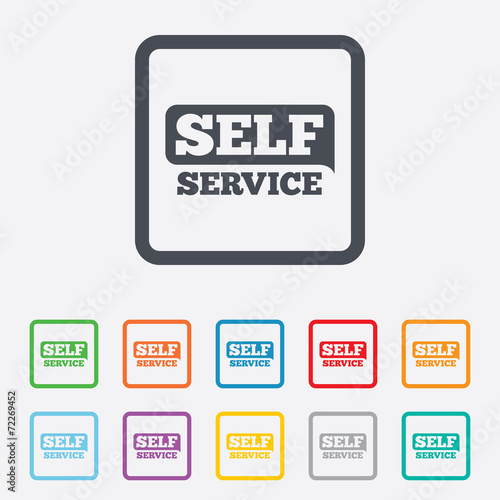 Self service sign icon. Maintenance button.