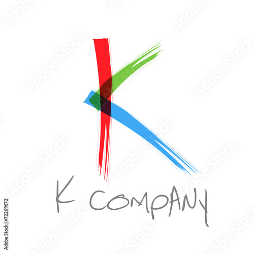 Vector initial letter K, scrawled text