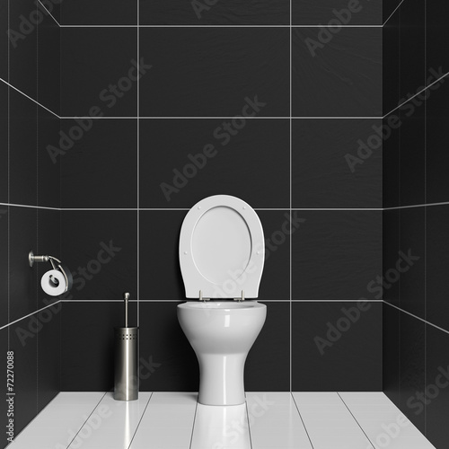 WC mit Toilette und Klobürste