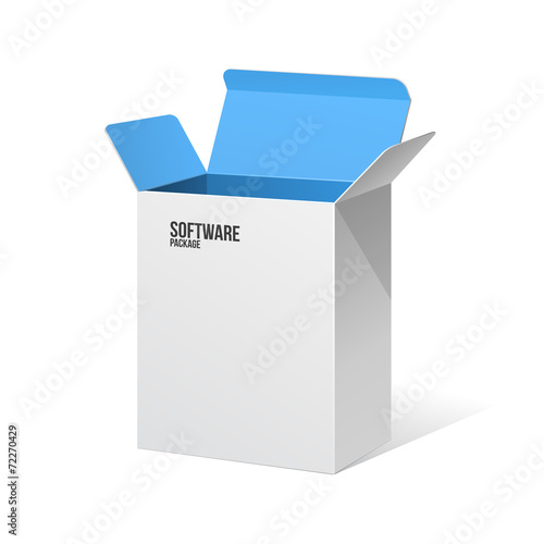 Software Package Box Opened White Inside Blue