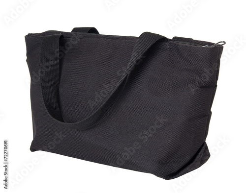 black cotton bag isolated on white background with clipping path