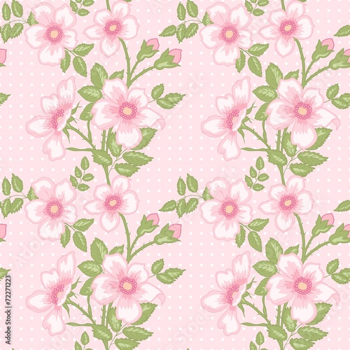 seamless floral pattern with dots