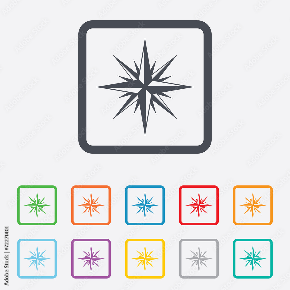 Compass sign icon. Windrose navigation symbol. Compass sign icon. Windrose navigation symbol.