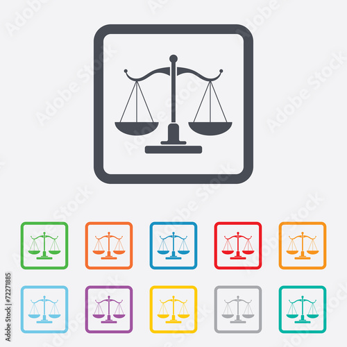 Scales of Justice sign icon. Court of law symbol