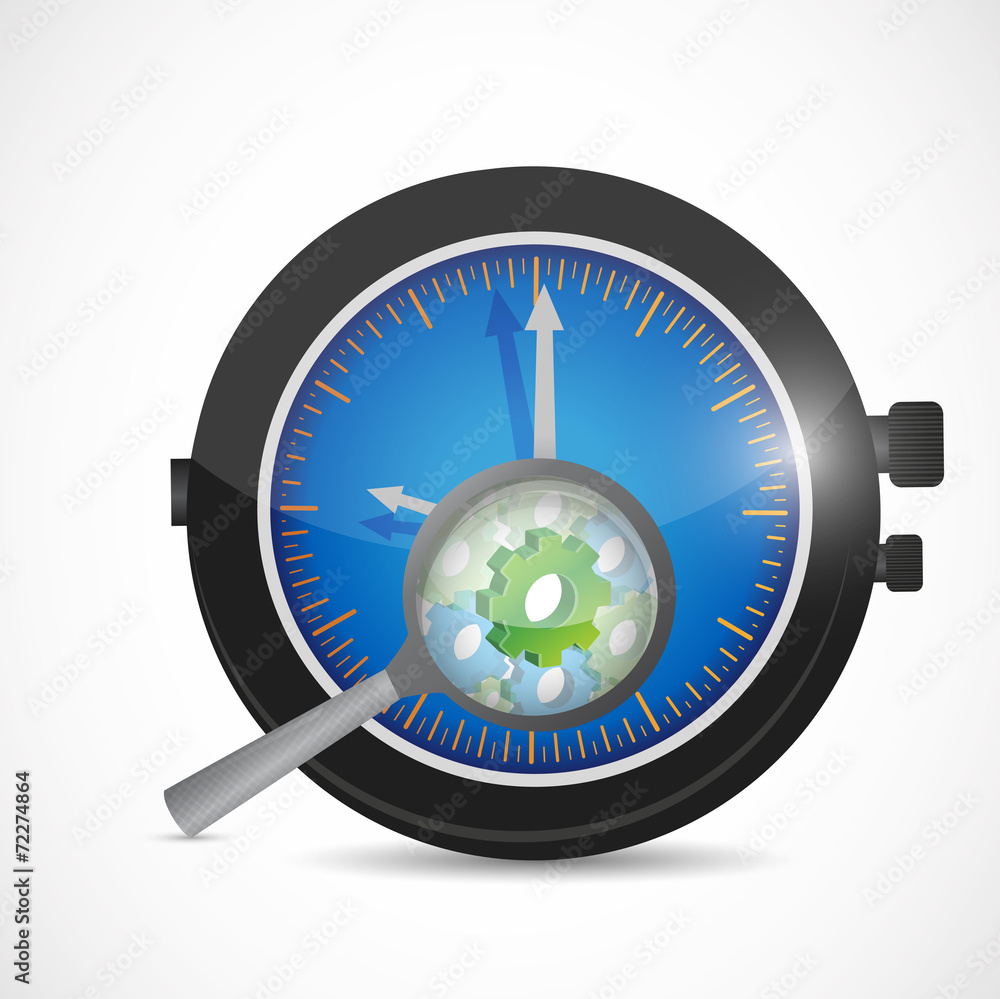 watch gear and magnify illustration watch gear and magnify illustration