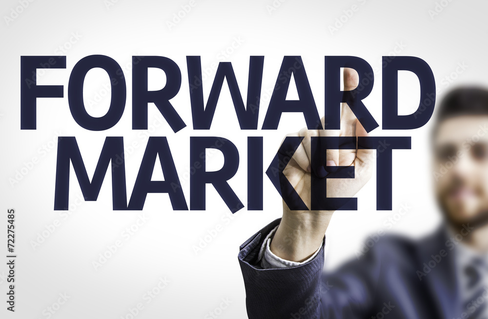 Business man pointing the text: Forward Market Business man pointing the text: Forward Market