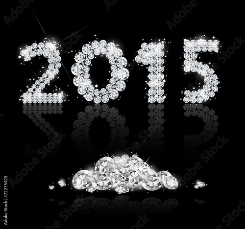 Brilliant text for the new year 2015 with diamonds. Vector