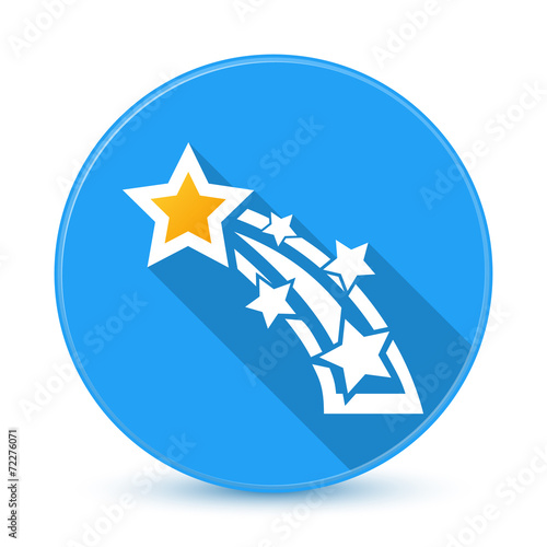 Blue shooting star icon button with long shadow