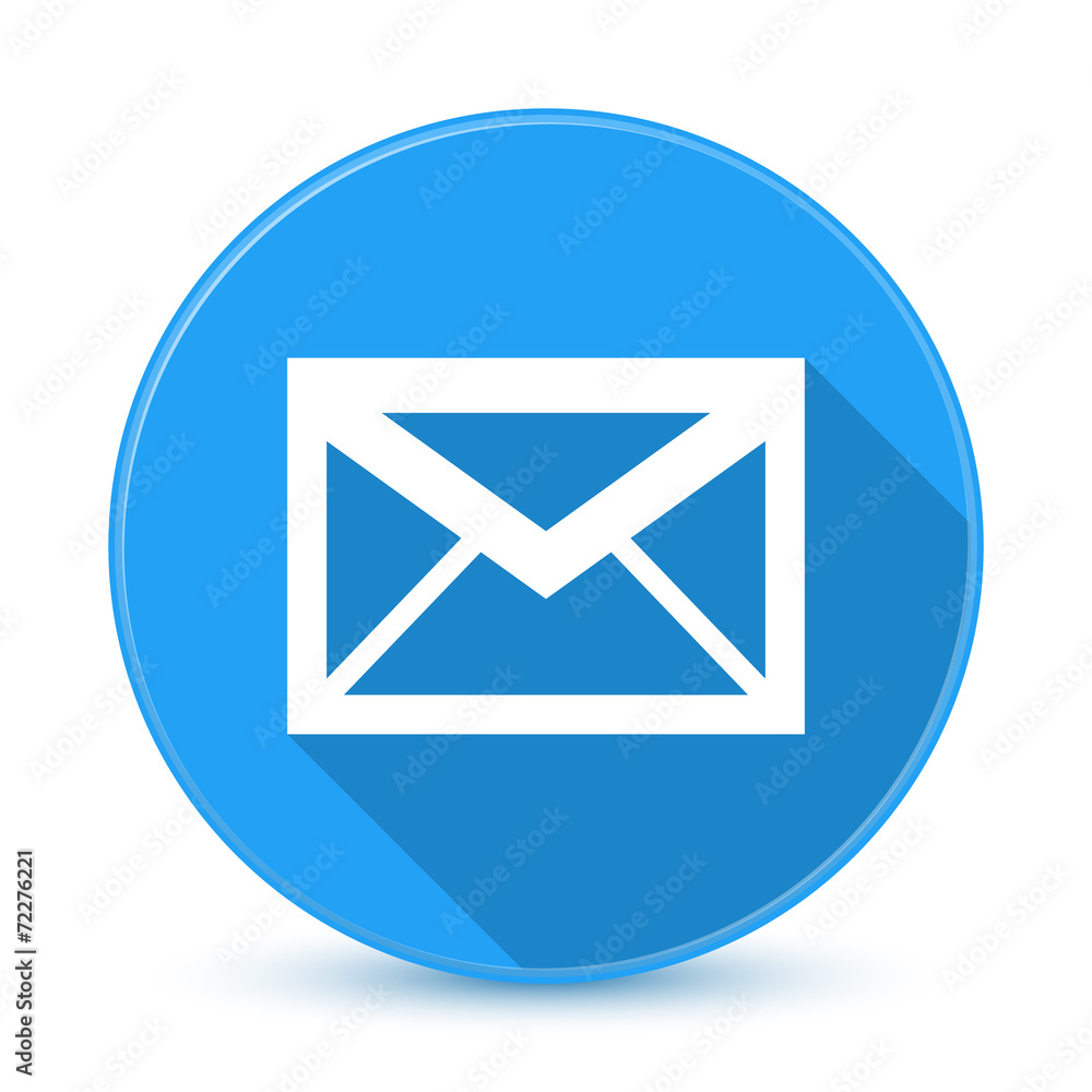 Blue envelope icon button with long shadow Blue envelope icon button with long shadow