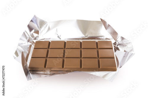 Chocolate bar with foil