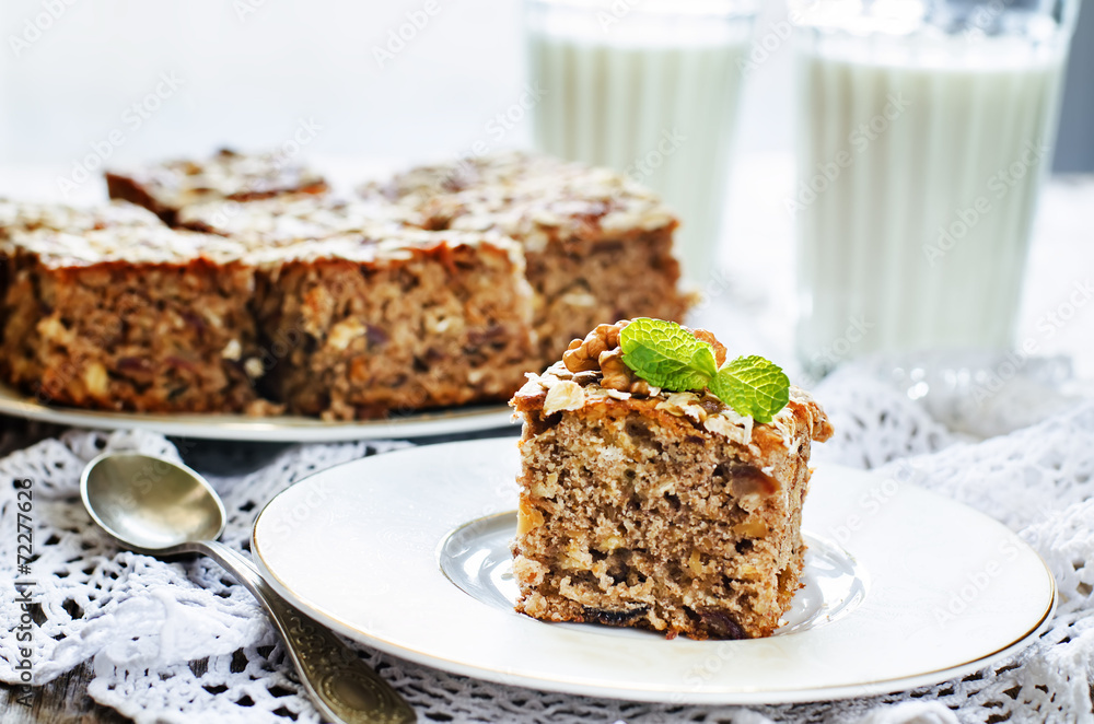 oatmeal cake with dates and walnuts oatmeal cake with dates and walnuts