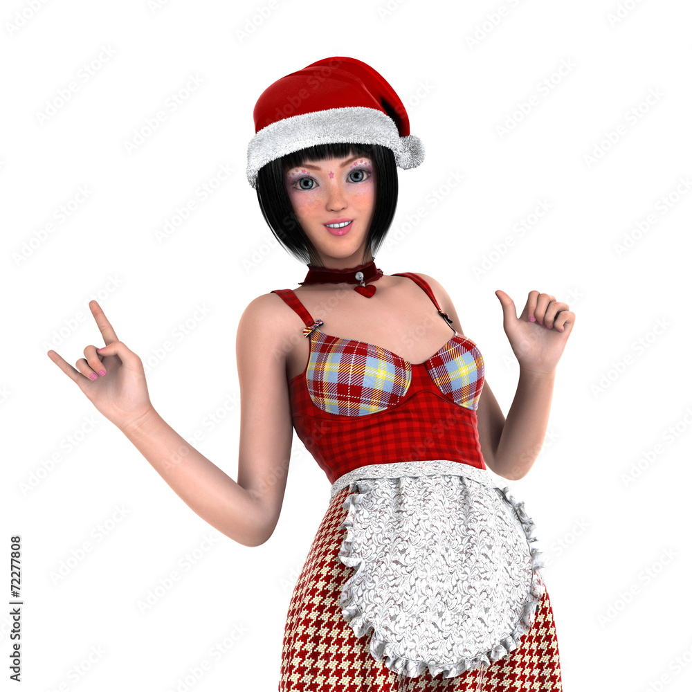 サンタクロース帽子の女性