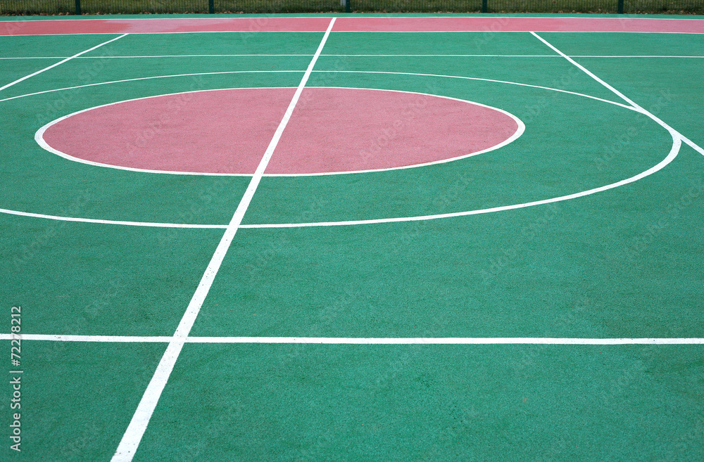 Colorful sport ground with white marking line