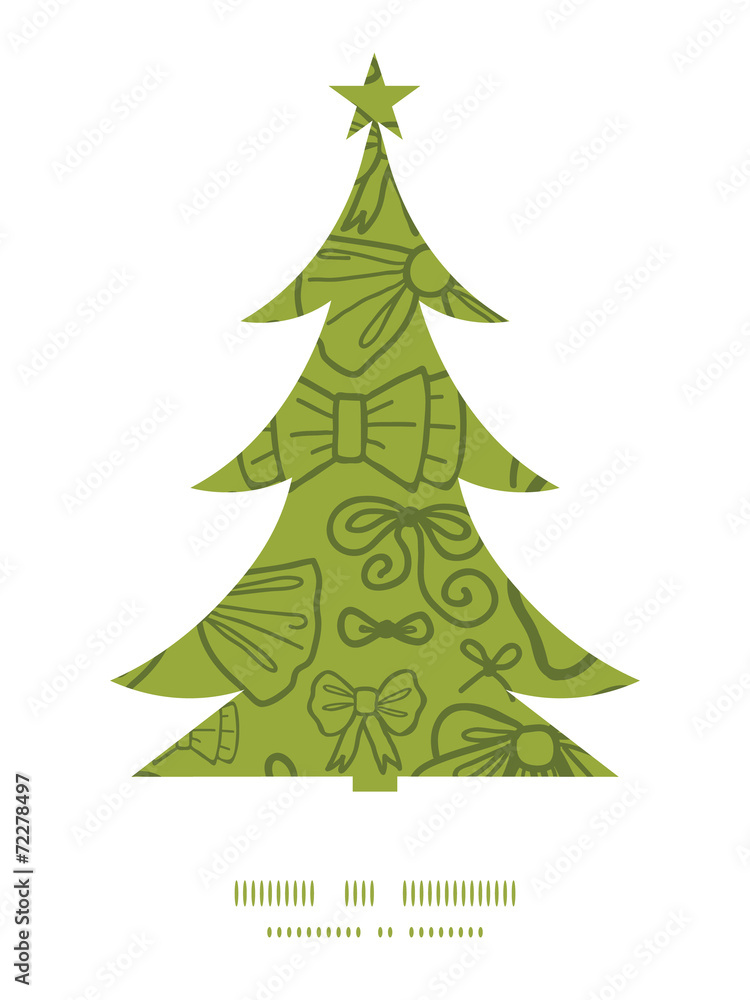 Vector green bows Christmas tree silhouette pattern frame card Vector green bows Christmas tree silhouette pattern frame card