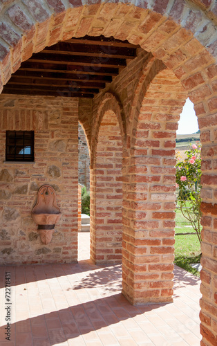Part of tuscan building of bricks