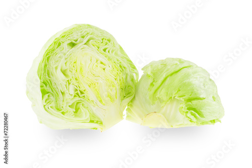 Two halves of iceberg lettuce