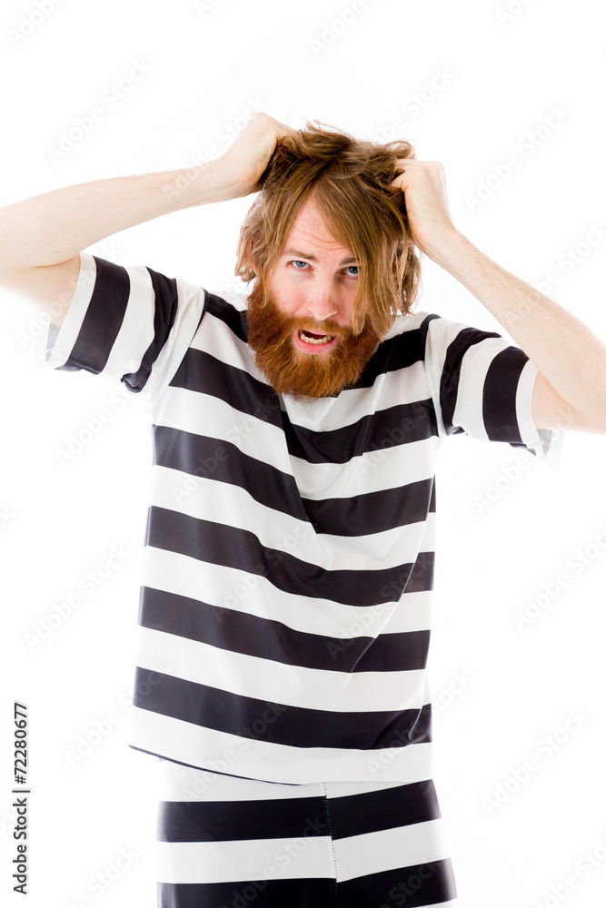 model isolated on plain background stressed upset pulling hairs model isolated on plain background stressed upset pulling hairs