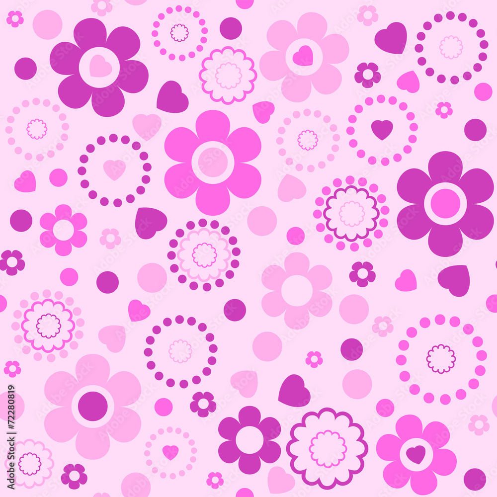 Seamless floral pattern in pink tones