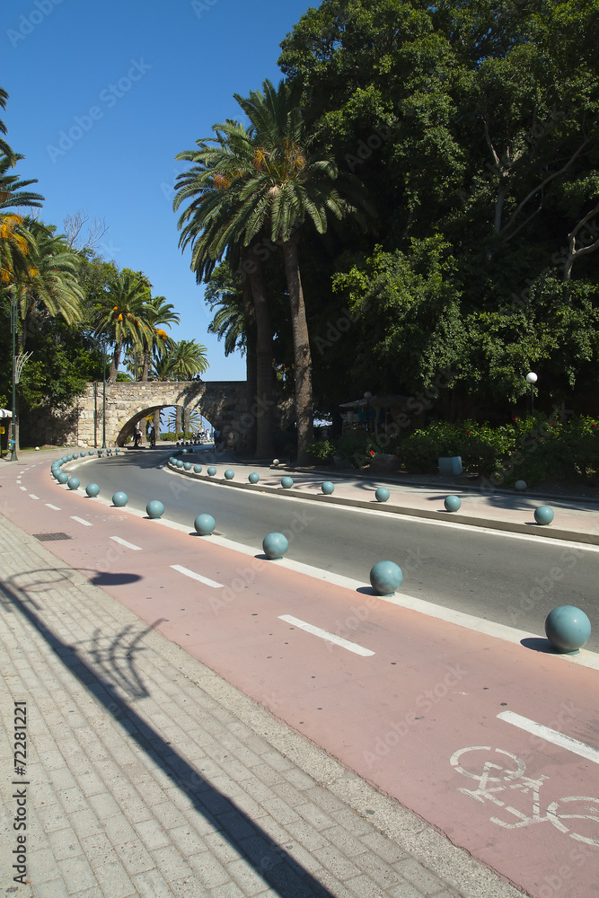 Famous lane and bridge in Kos city; Greece