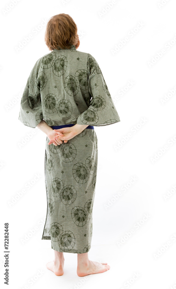 model isolated on plain background back looking behind model isolated on plain background back looking behind