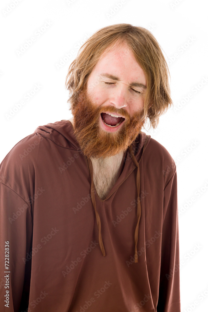 model isolated on plain background furious screaming model isolated on plain background furious screaming