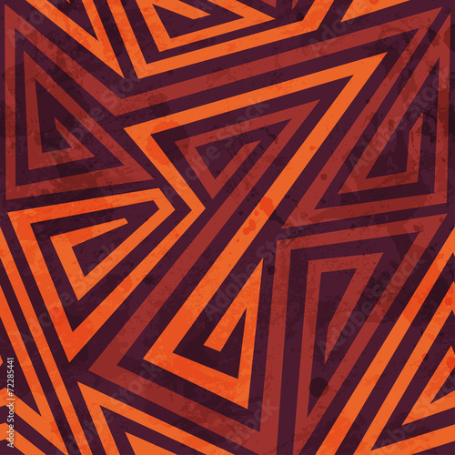 warm color tribal seamless pattern with grunge effect