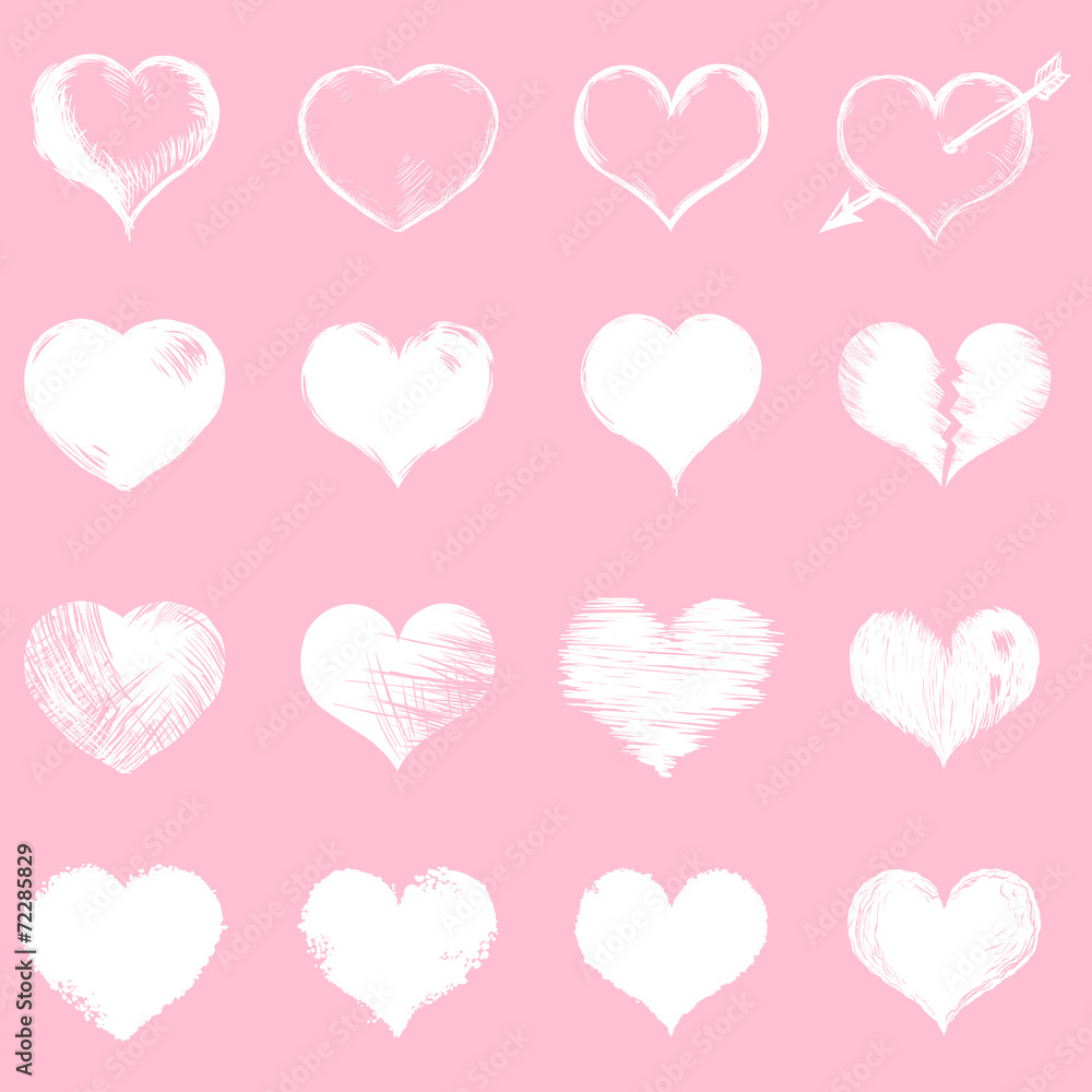 Vector Set of Sketch Hearts