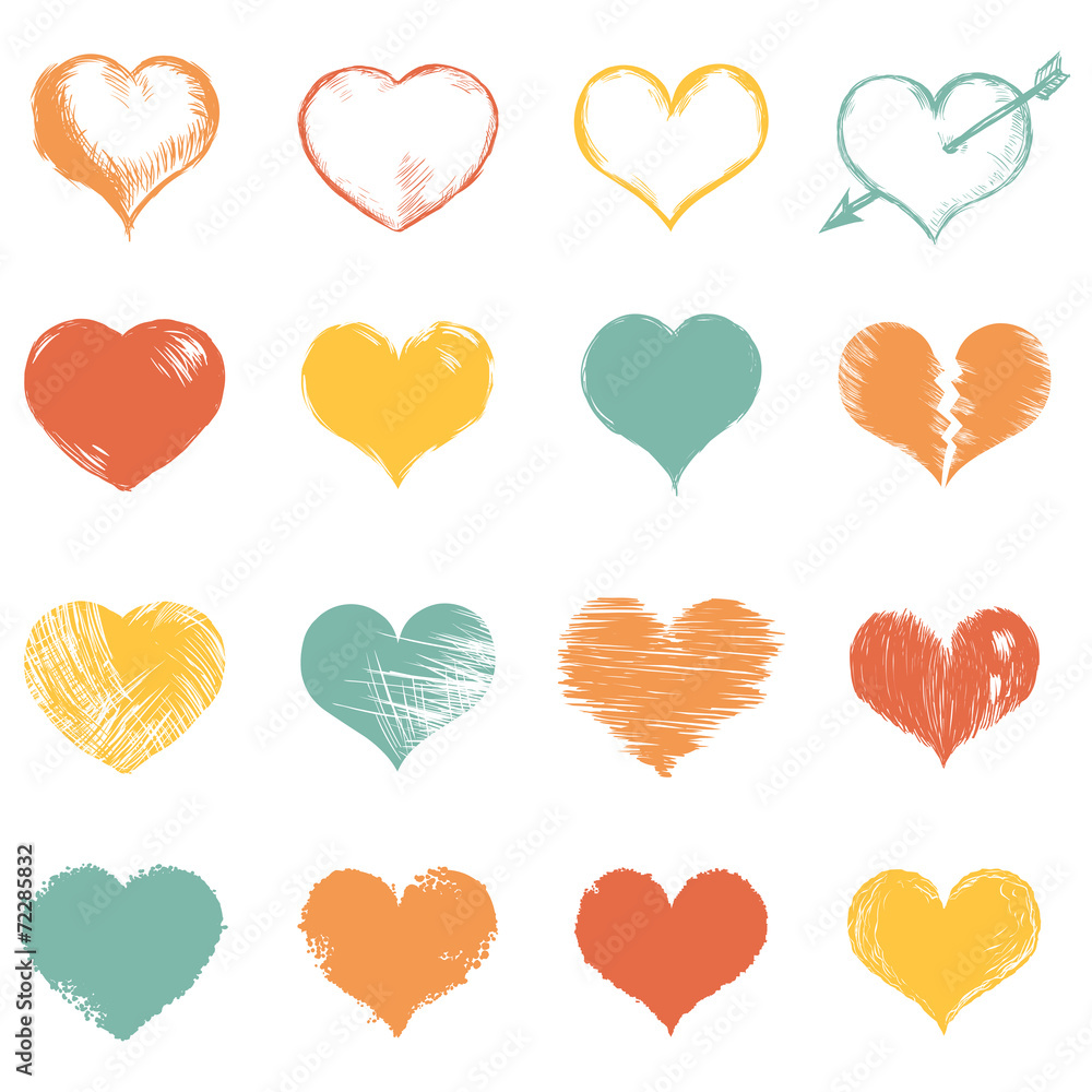 Vector Set of Sketch Hearts Vector Set of Sketch Hearts