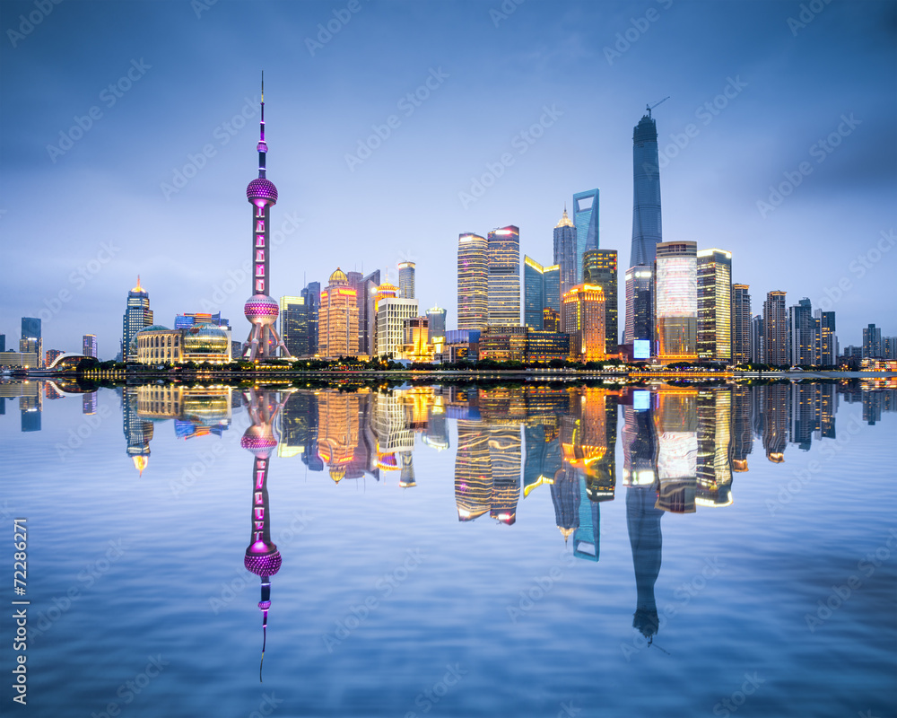 Naklejka premium Szanghaj, China City Skyline
