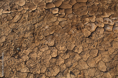 Dry cracked soil ground