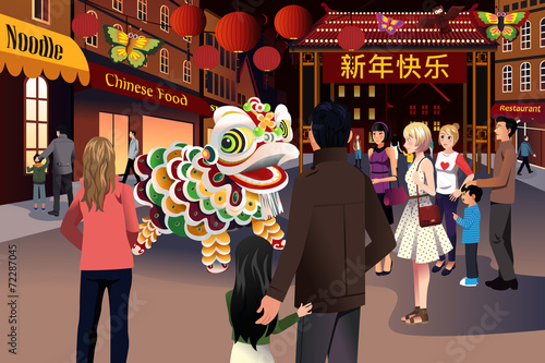 People celebrating Chinese New Year