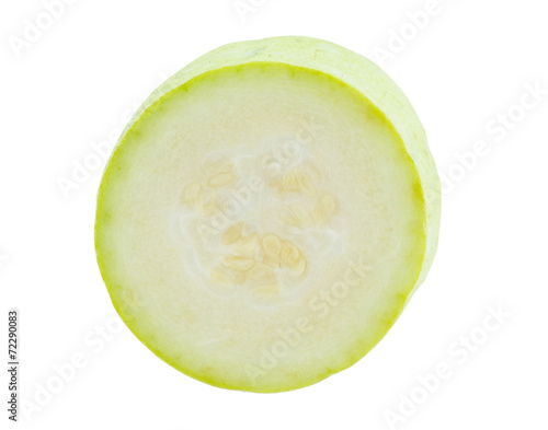 half of winter melon on white background