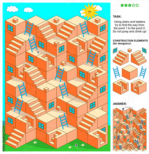 3d maze game with stairs and ladders