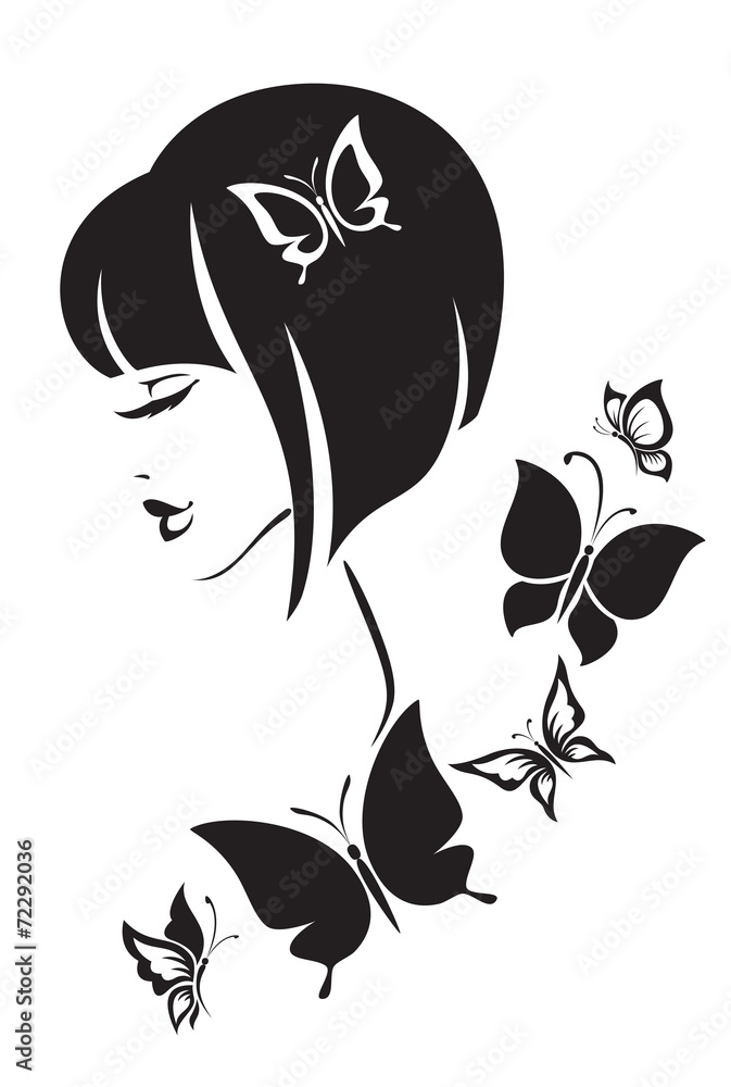 Black And White Illustration Of Elegant Woman Stock Vector Adobe Stock 8438