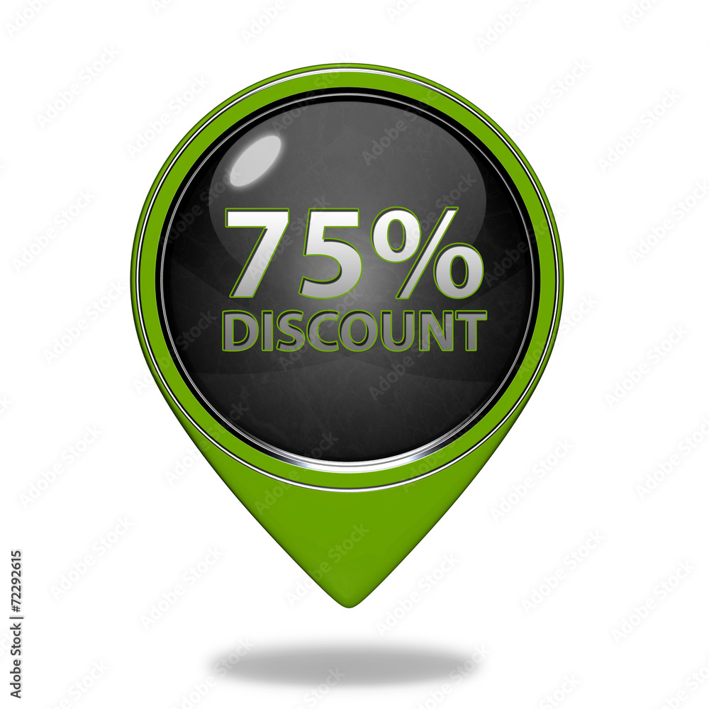 Discount 75 pointer icon on white background Discount 75 pointer icon on white background