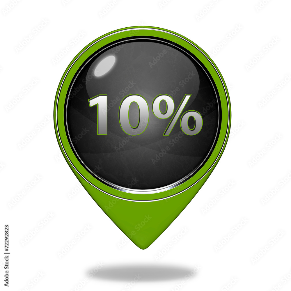 Ten percent pointer icon on white background Ten percent pointer icon on white background